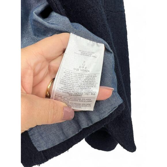 GAP | 8 | Academy Blazer Wool Jacket Navy Blue Elbow Patch Women 2 Button M - Picture 4 of 6
